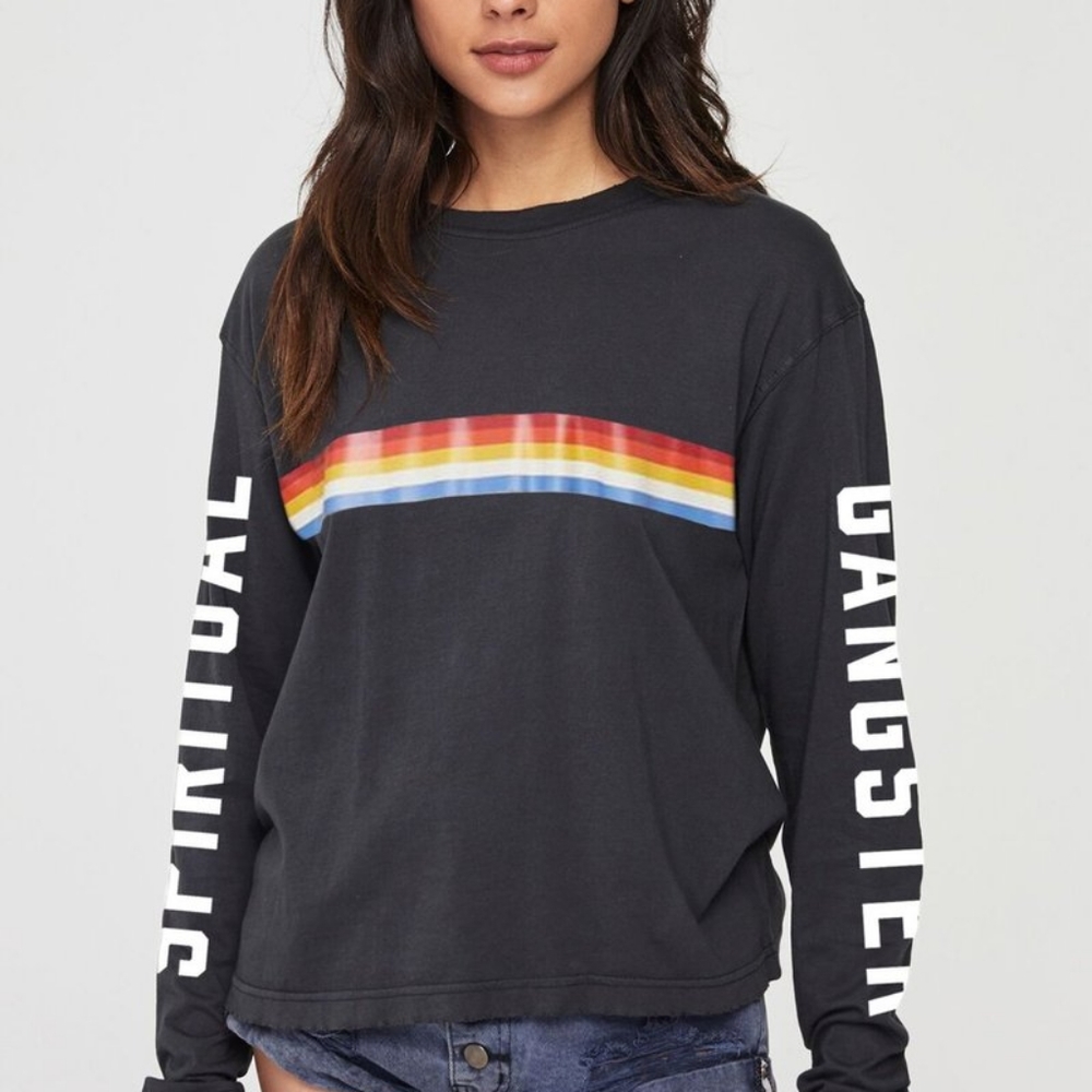 Spiritual Gangster Game Changer lone sleeve rainbow tee